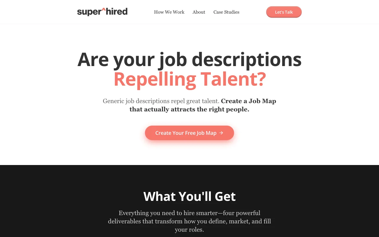 JobMap homepage showing the Job Map Generator for better job descriptions